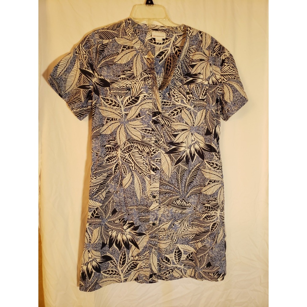 Women's Liz Claiborne Blue Print Shirt dress Size S
